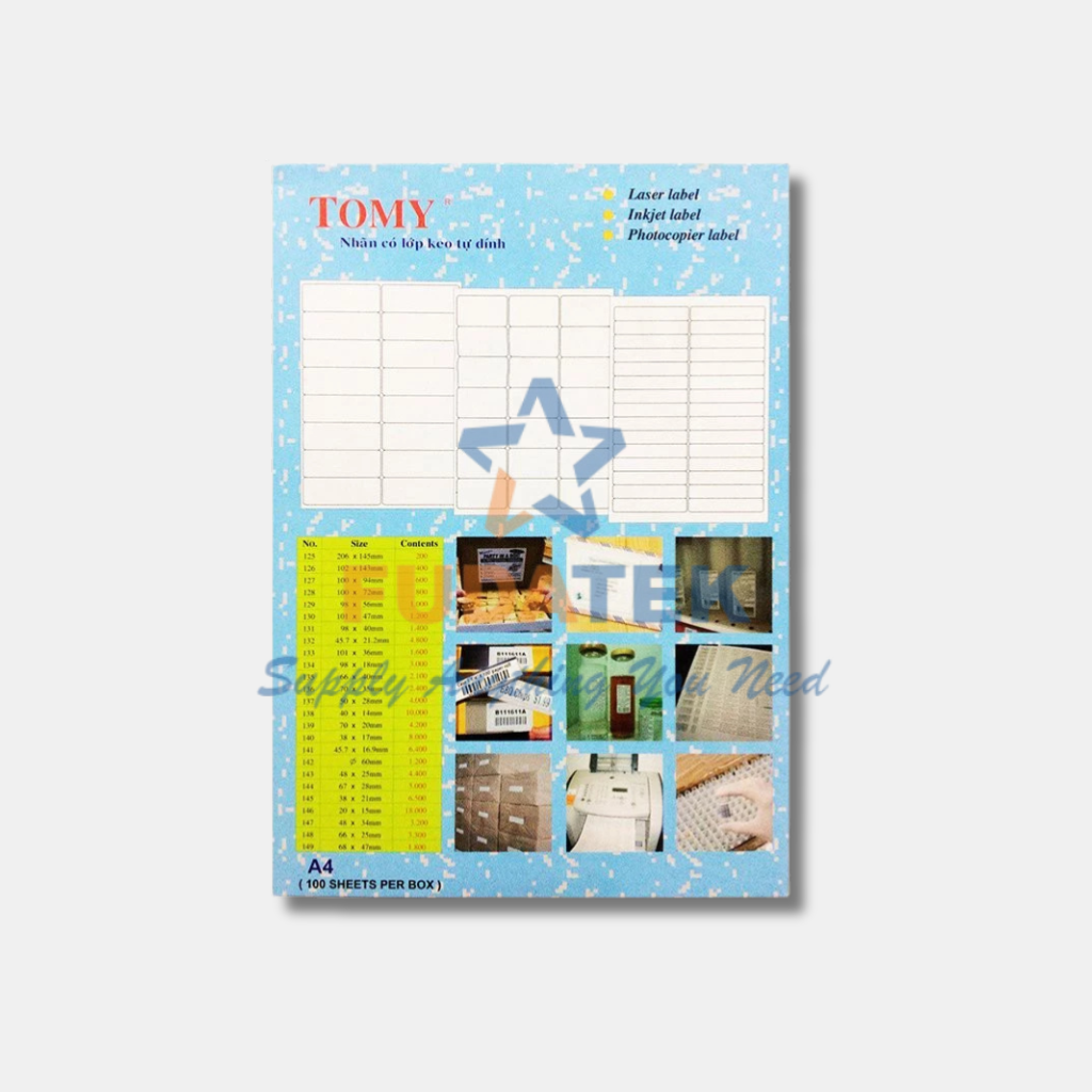 NHÃN TRẮNG A4 TOMY