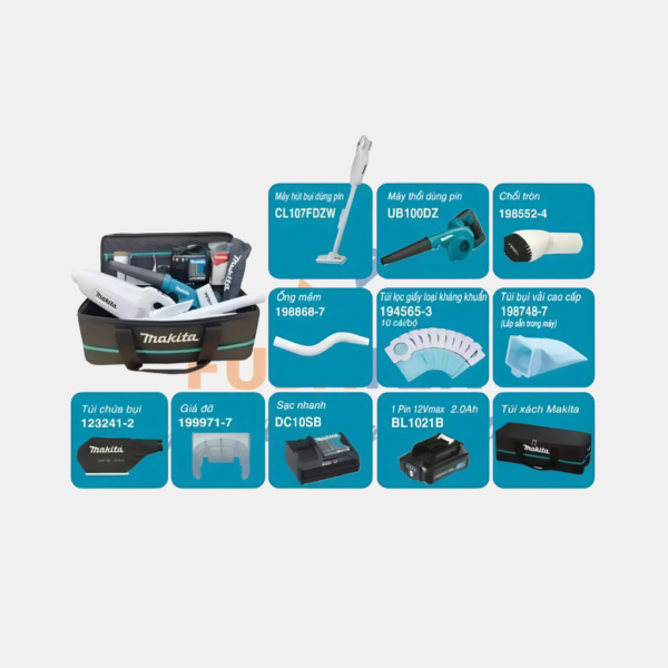 BỘ SẢN PHẨM MÁY HÚT BỤI, MÁY THỔI MAKITA CLX246SAX2 - Hình ảnh 2