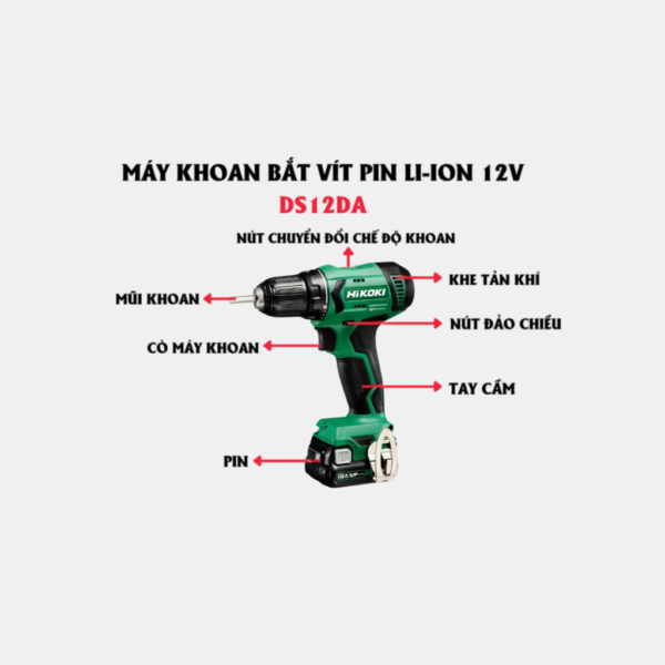 BỘ MÁY KHOAN BẮT VÍT HIKOKI DS12DA - Hình ảnh 2
