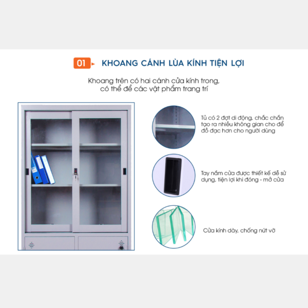TỦ TÀI LIỆU CỬA TRƯỢT 2 KHOANG - Hình ảnh 2
