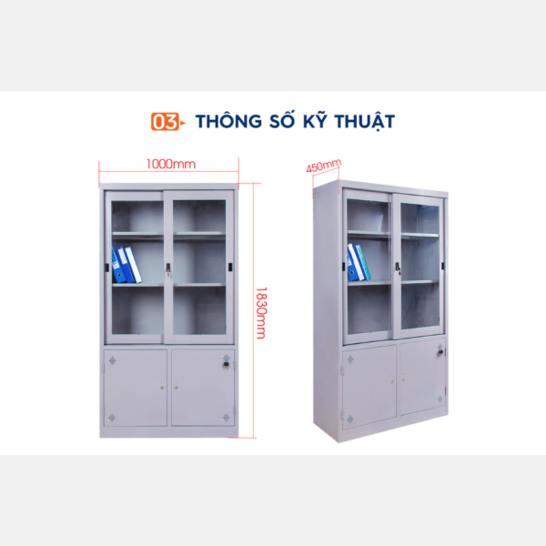 TỦ TÀI LIỆU CỬA TRƯỢT 2 KHOANG - Hình ảnh 4